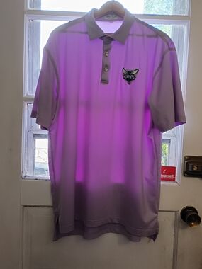 Peter Millar Polo Men's Large Lavender Charlotte Hornets 3 Button Short Sleeves